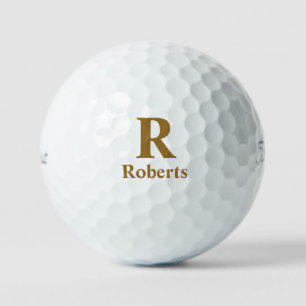 Gold Initial/First/Family Name On Black Golf Balls