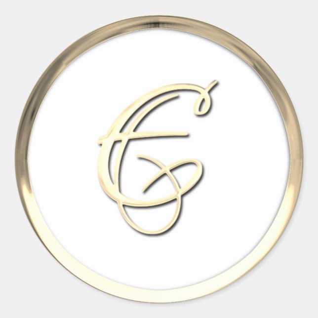 Gold Initial Monogram E Script Any Colour  Classic Round Sticker (Front)