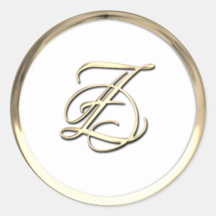 Gold Initial Monogram Z Script Any Colour Classic Round Sticker