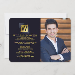 Gold Initial Photo Invitation