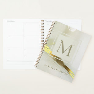 Gold Ink Monogram Abstract Home Office School Planner