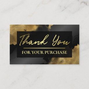 Gold Ink Thank You For Your Purchase Business Card