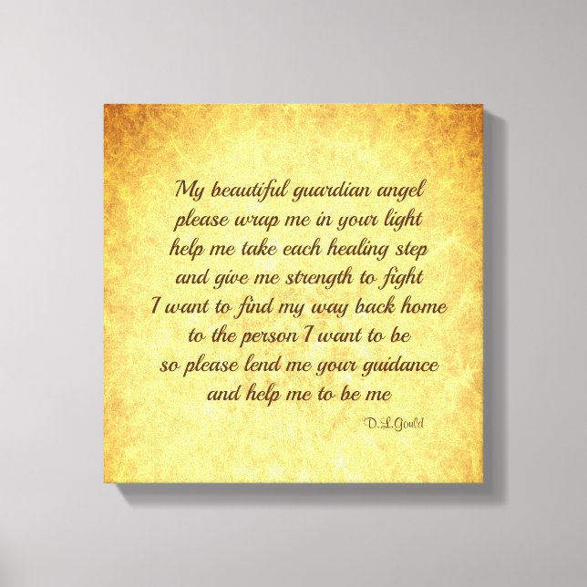 Gold inspirational Angel recovery poem art Canvas Print (Front)