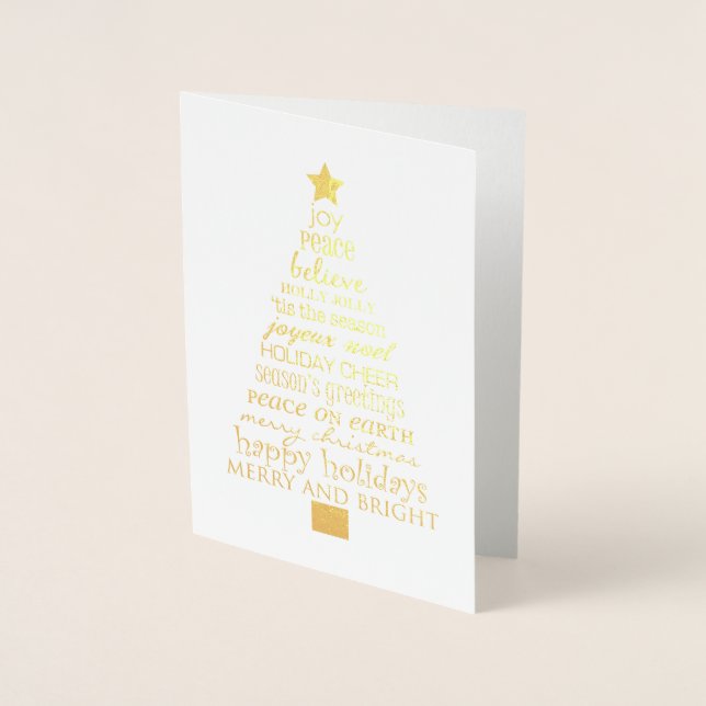 Gold Inspirational Christmas Tree Foil Card (Front)