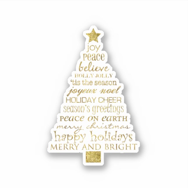 Gold Inspirational Christmas Tree Peace Joy (Front)