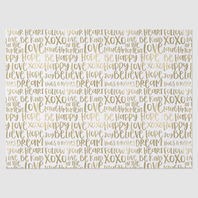 Gold Inspirational Words Tissue Paper (Front)