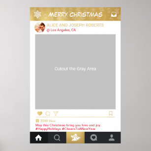 Gold Instagram Frame Christmas Party Photo Booth Poster