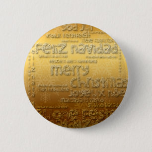 Gold International Christmas Greeting Button
