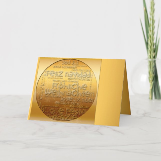 Gold International Weihnachten Navidad Greeting Holiday Card (Front)