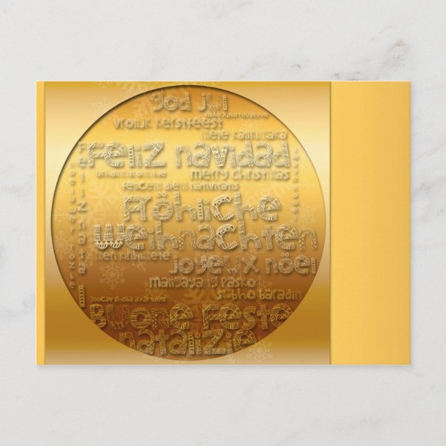 Gold International Weihnachten Navidad H Postcard (Front)