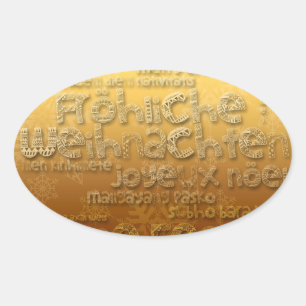 Gold International Weihnachten Navidad O Sticker