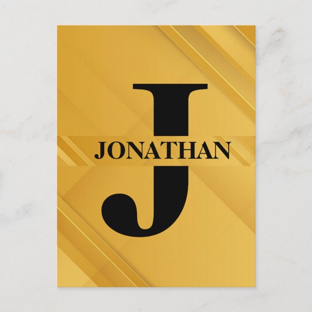 Gold Intersecting Initial Letter Name Typography Postcard (Front)