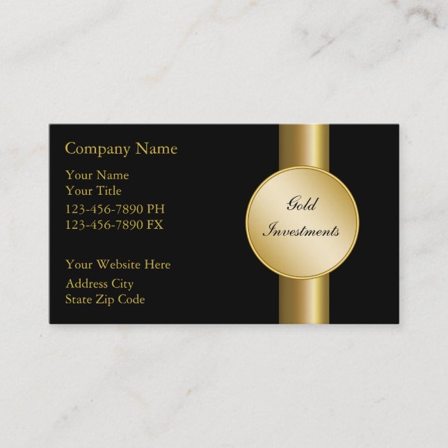 Gold Investment Business Cards (Front)
