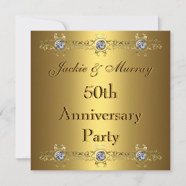 Gold Invitations 50th Anniversary Party (Front)
