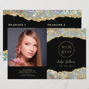 Gold iridescent glitter bifold brochure