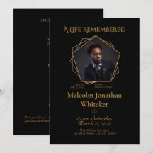 Gold-ish Tone Black Funeral Program