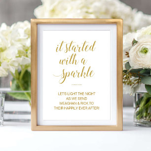 Gold It Started With A Sparkle Wedding Sparkler Poster
