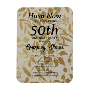 Gold Ivory Botanical 50th Birthday 2.0 Magnet