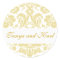 Gold Ivory Bride Groom Damask Wedding Seal Sticker