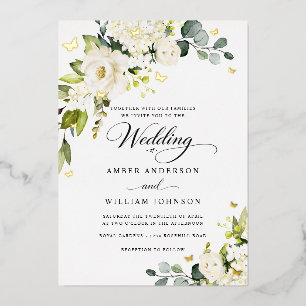 Gold Ivory Floral Butterfly Wedding