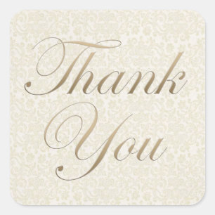 Gold & Ivory Lace Thank You Sticker
