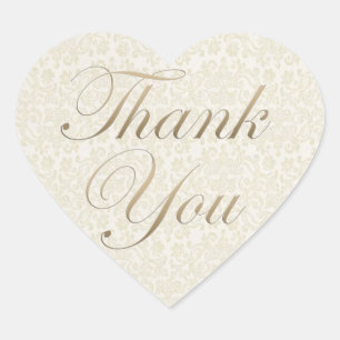 Gold & Ivory Lace Thank You Sticker
