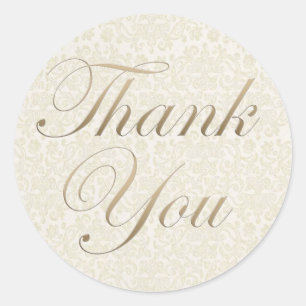 Gold & Ivory Lace Thank You Sticker