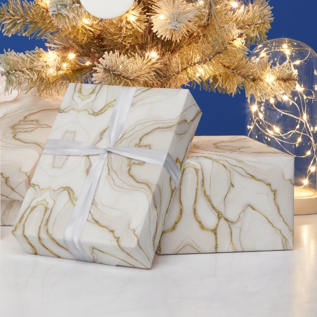 Gold & Ivory Marble Wrapping Paper (Holidays)