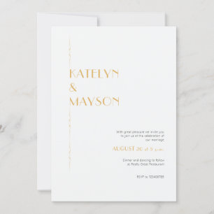 Gold & Ivory Modern Minimalist Wedding Invitation