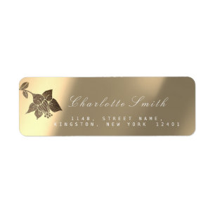 Gold Ivory Sepia Pearly Lily Black Return Address