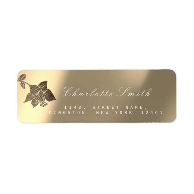 Gold Ivory Sepia Pearly Lily Black Return Address (Front)