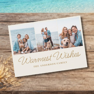 Gold Ivory Warmest Wishes Christmas Photo Holiday Card