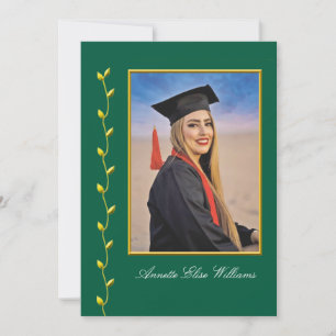 Gold Ivy design with Photo Grad Announcment Announcement