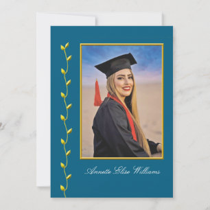 Gold Ivy design with Photo Grad Announcment Announcement