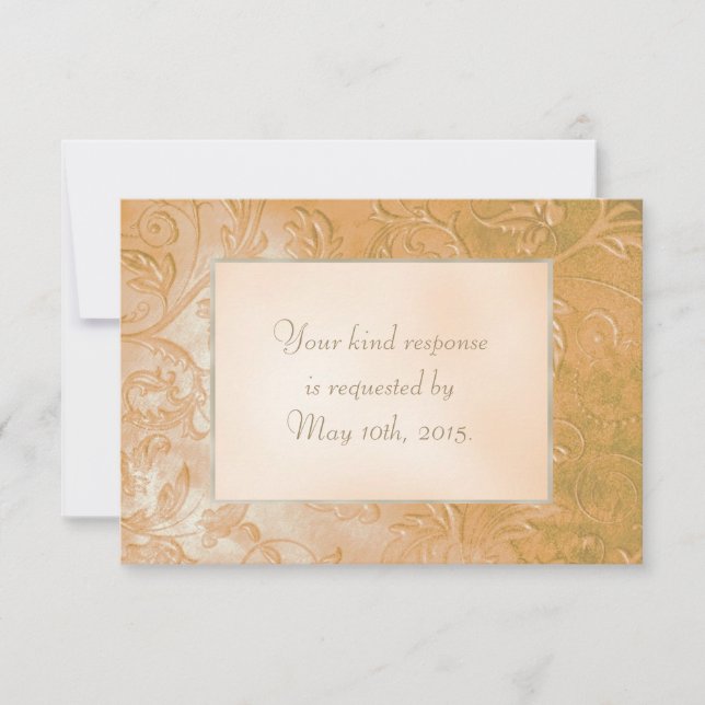 Gold Jade Autumn Floral Border Wedding RSVP Card (Front)