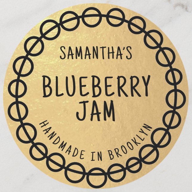 Gold Jam Sticker Label (custom jam flavor business label sticker)
