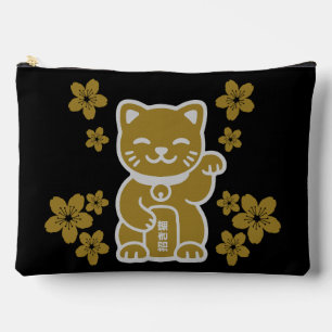 Gold Japanese Maneki-neko Accessory Pouch
