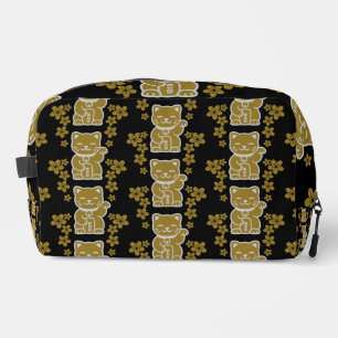 Gold Japanese Maneki-neko Dopp Kit