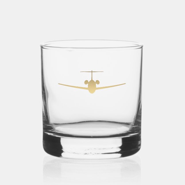 Gold Jet Aeroplane Whiskey Glass (Front)