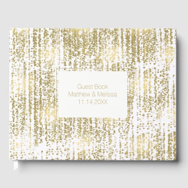Gold Jewel Bokeh Abstract Wedding Guest Book (Front)