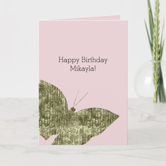 Gold Jewel Butterfly Birthday Card (Front)