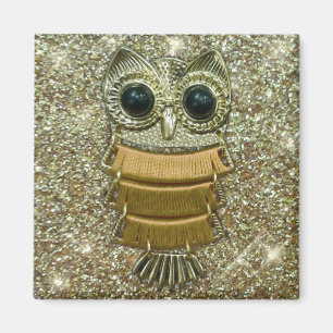 Gold Jewel Owl Magnet