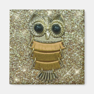 Gold Jewel Owl Magnet