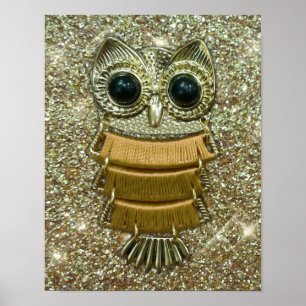 Gold Jewel Owl Poster