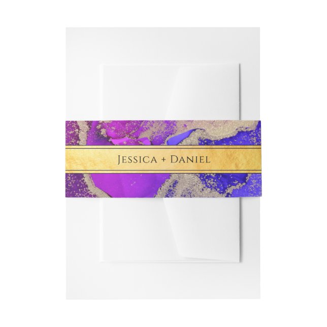 Gold Jewel Toned Abstract Wedding Invitation Belly Band (Front Example)