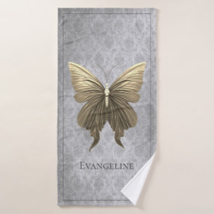 Gold Jeweled Butterfly Bath Towel Set