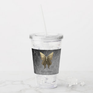 Gold Jewelled Butterfly Acrylic Tumbler