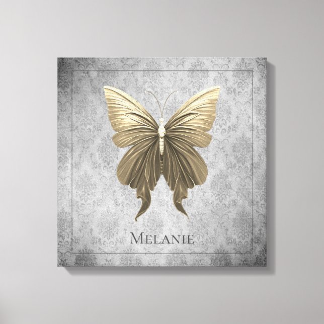 Gold Jewelled Butterfly Canvas Print (Front)