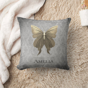 Gold Jewelled Butterfly Cushion