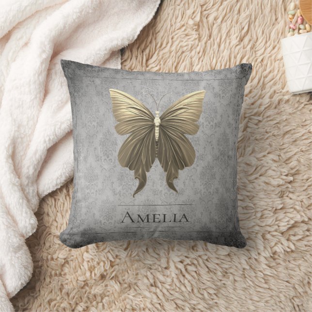 Gold Jewelled Butterfly Cushion (Blanket)
